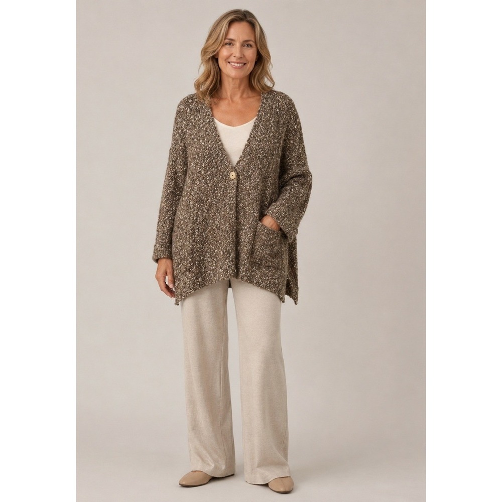 Pure J. Jill Cardigan Sweater Womens Large Brown Acrylic Polyester Blend Pockets